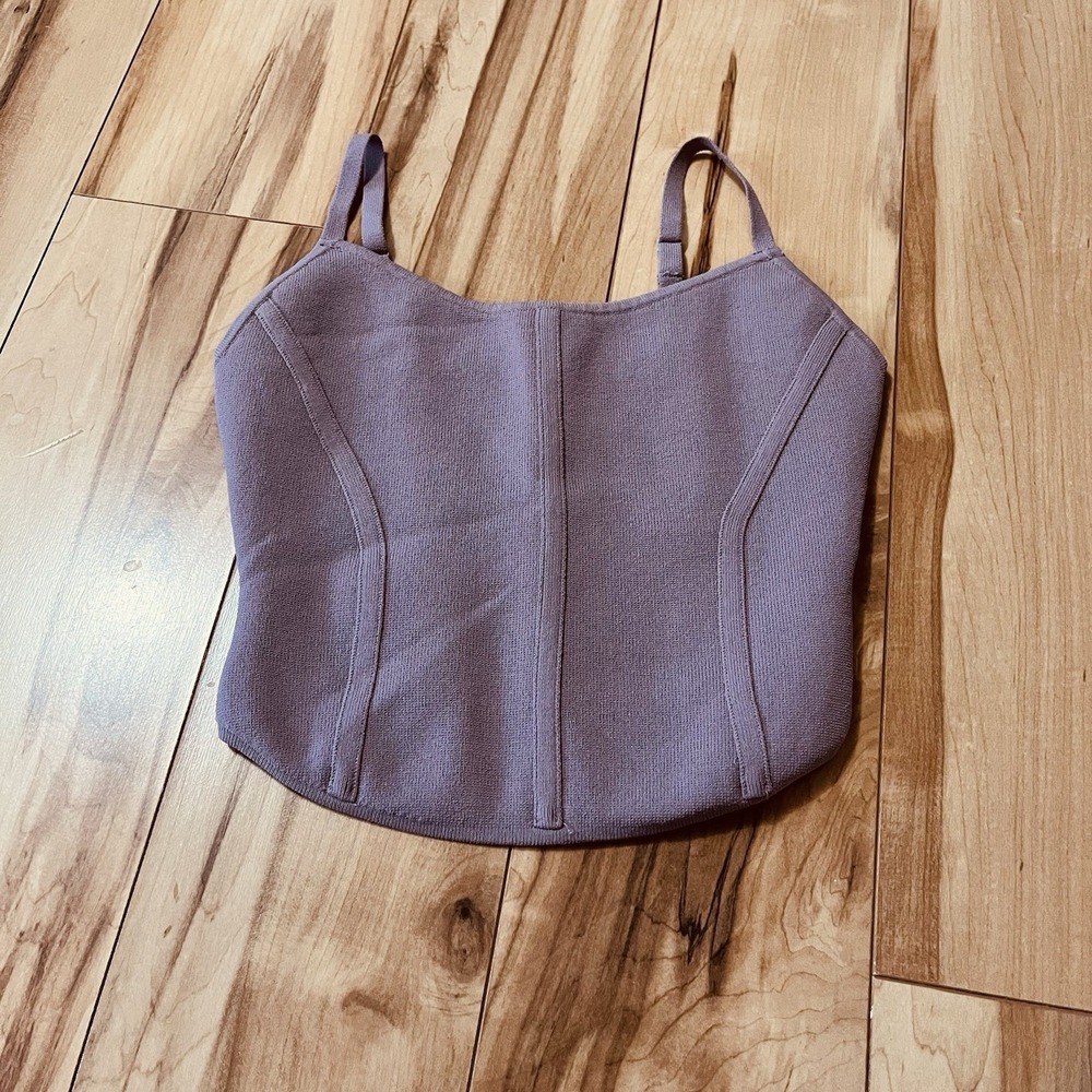 LA Hearts Crop Corset Style Top Womens XS Cottage Boho Hippie Festival Purple